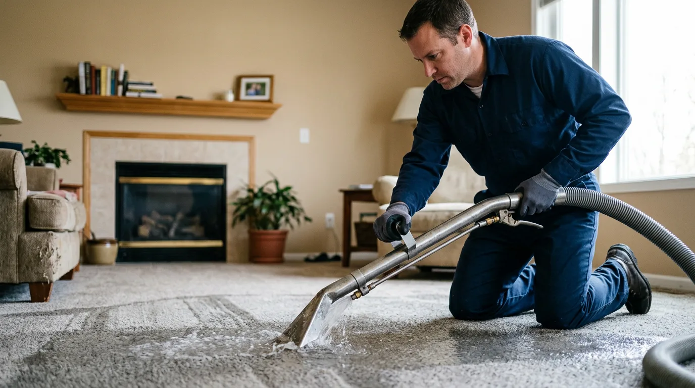 Water damage restoration technician working near Brookland, AR